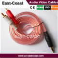 Preminum Gold Pin Transparent Copper rca cable Spiral Shielded auido cable